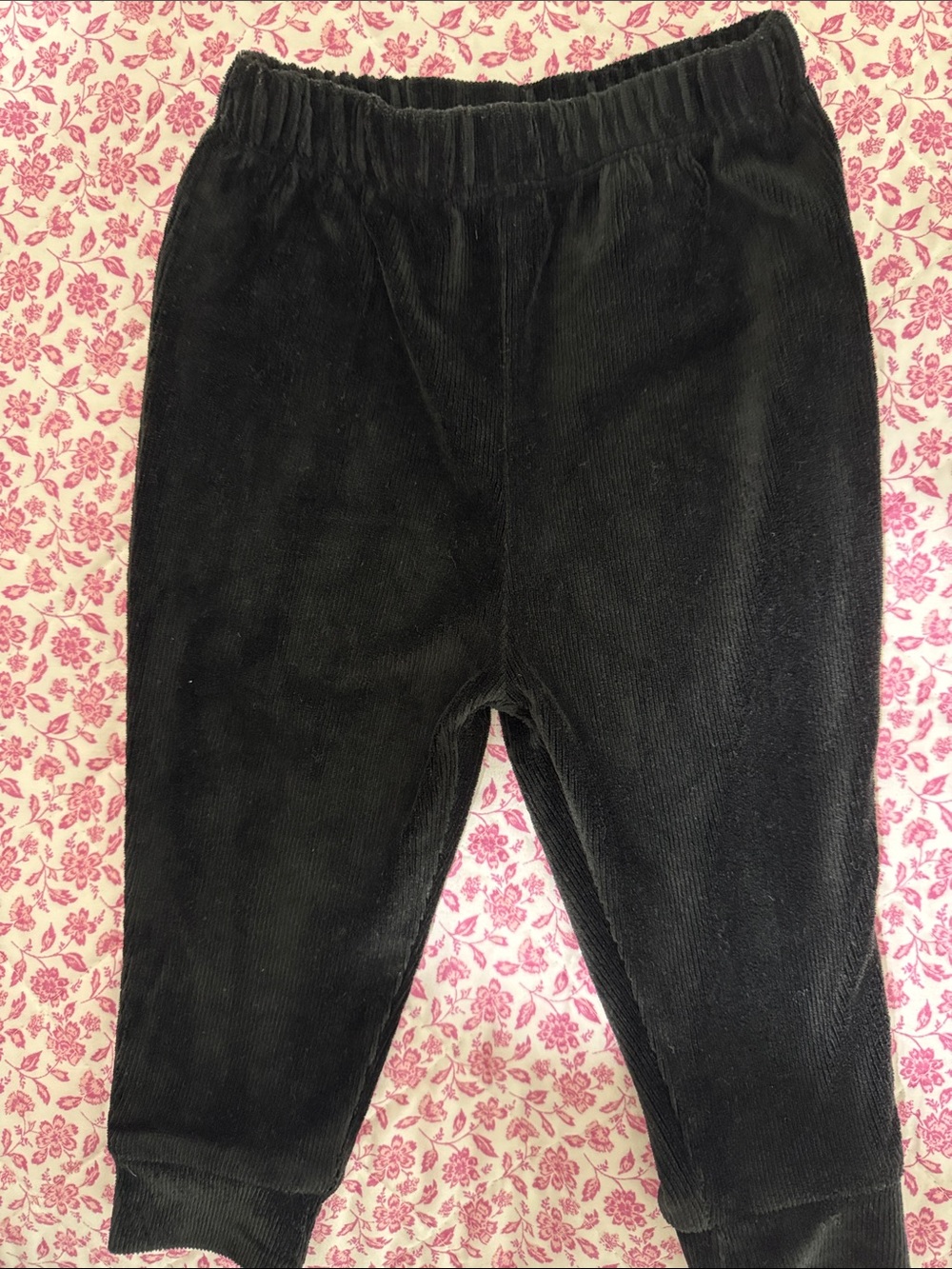 Kids Black Corduroy Joggers with Elastic Waist